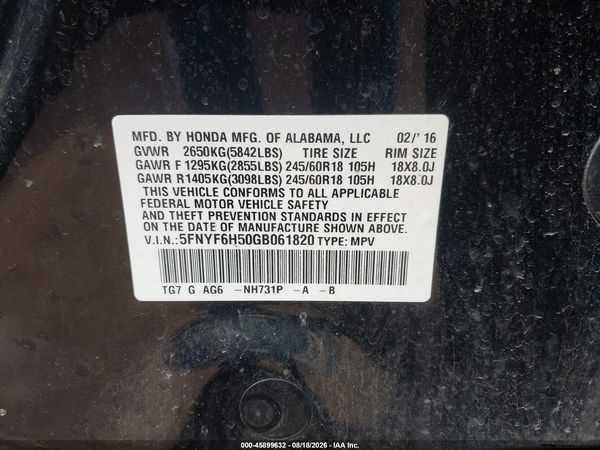 2016 HONDA PILOT EX-L