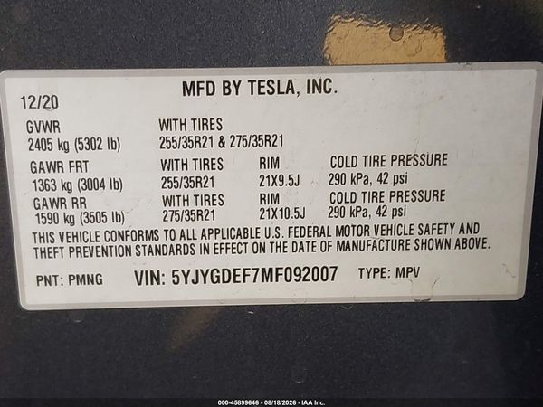 2021 TESLA MODEL Y