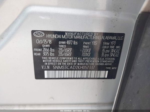 2019 HYUNDAI SANTA FE SEL