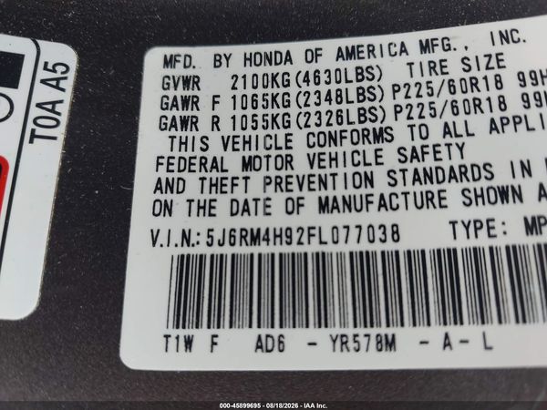 2015 HONDA CR-V TOURING