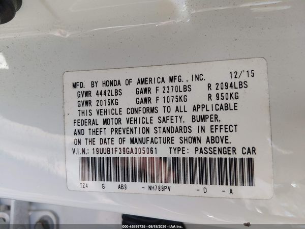 2016 ACURA TLX Base