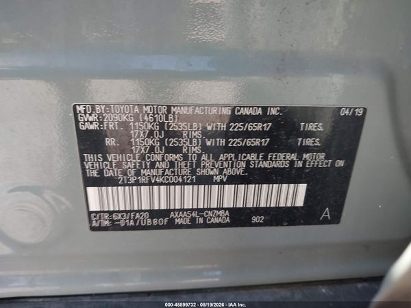 2019 TOYOTA RAV4 XLE
