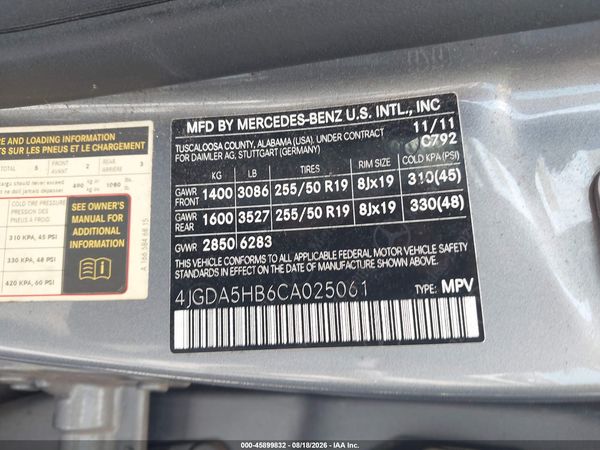 2012 MERCEDES-BENZ ML 350 4MATIC