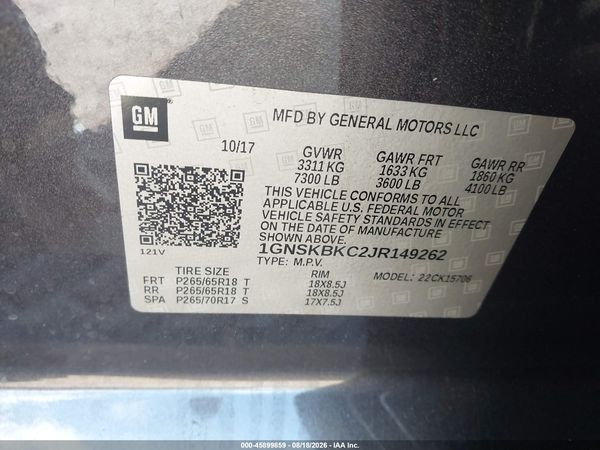 2018 CHEVROLET TAHOE LT — I9