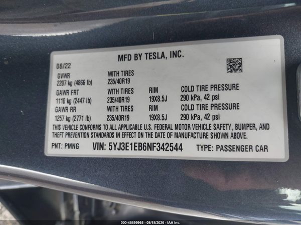 2022 TESLA MODEL 3