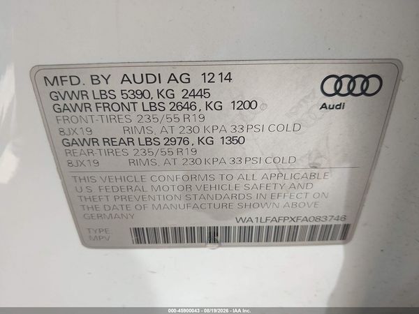2015 AUDI Q5 2.0T PREMIUM