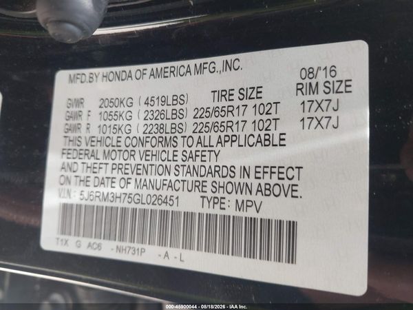 2016 HONDA CR-V EX-L
