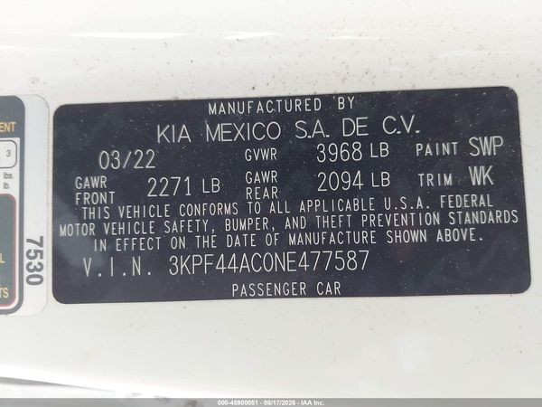 2022 KIA FORTE GT