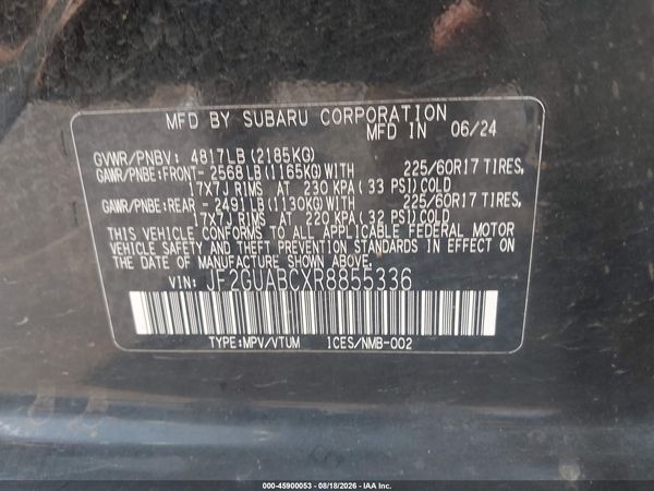 2024 SUBARU CROSSTREK Base — I9