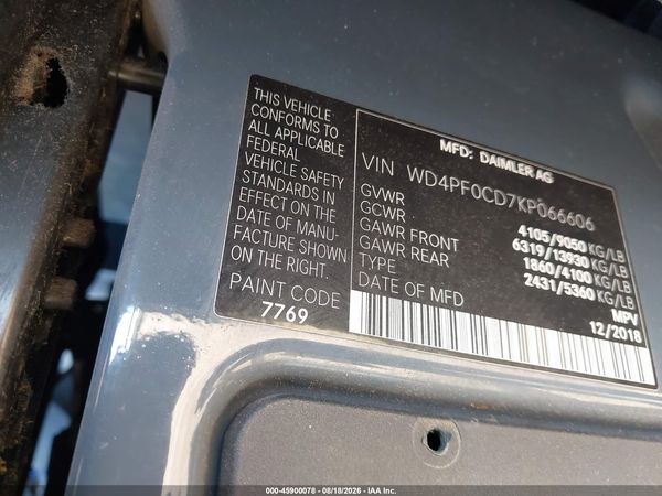 2019 MERCEDES-BENZ SPRINTER 2500 STANDARD ROOF V6