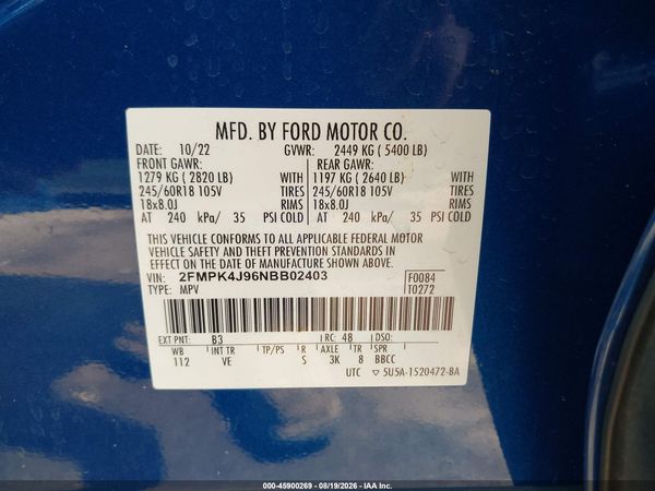 2022 FORD EDGE SEL — I9