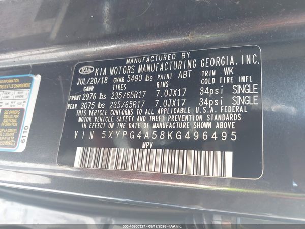 2019 KIA SORENTO 3.3L LX