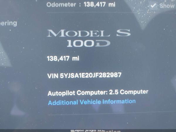 2018 TESLA MODEL S 100D/75D/P100D