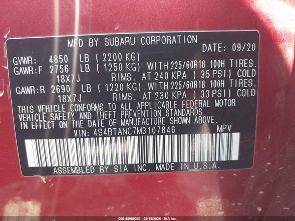 2021 SUBARU OUTBACK LIMITED