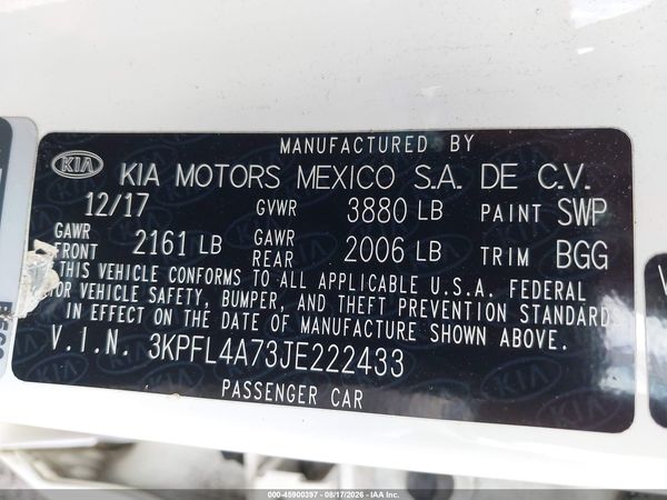 2018 KIA FORTE LX