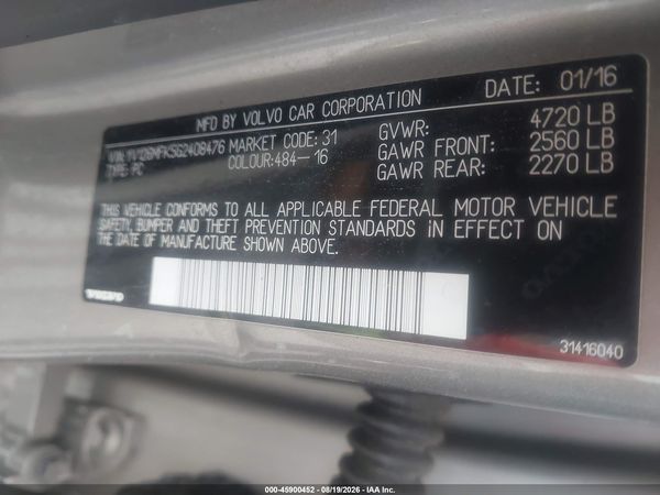 2016 VOLVO S60 T5 DRIVE-E PREMIER