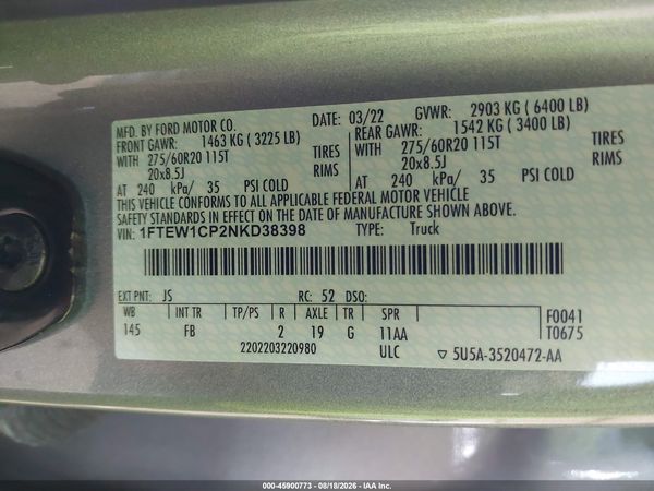 2022 FORD F-150 XLT
