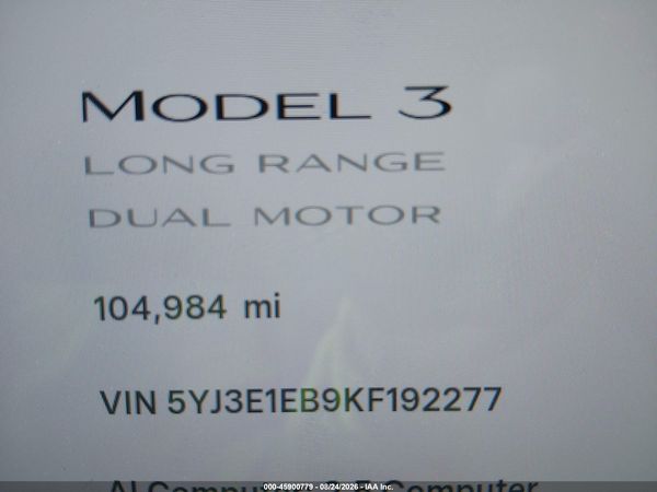 2019 TESLA MODEL 3 LONG RANGE/PERFORMANCE