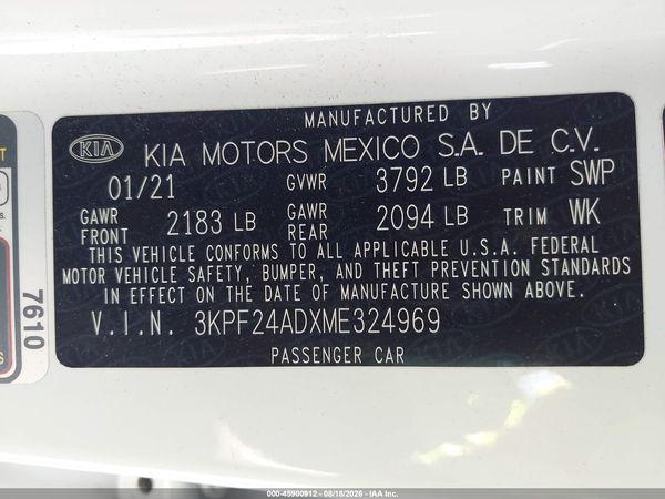 2021 KIA FORTE LXS