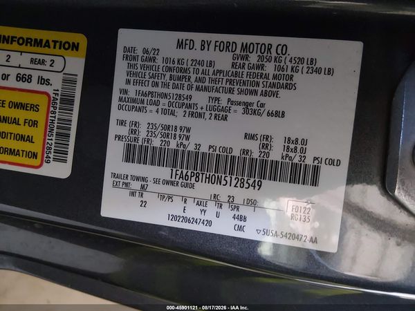 2022 FORD MUSTANG ECOBOOST FASTBACK