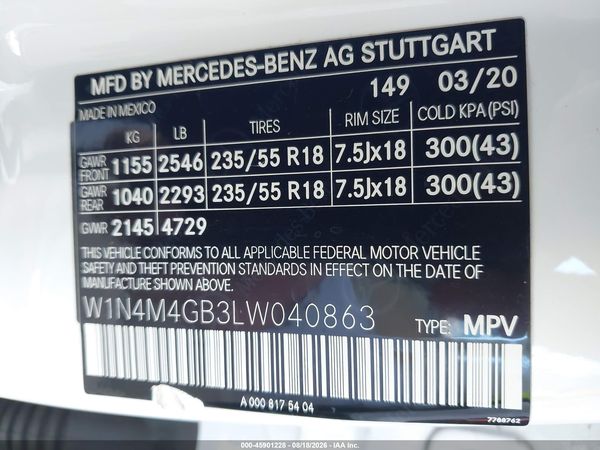 2020 MERCEDES-BENZ GLB 250 GLB250