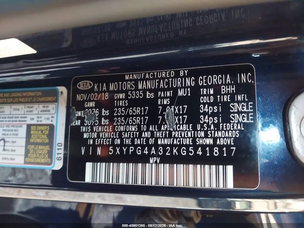 2019 KIA SORENTO 2.4L LX