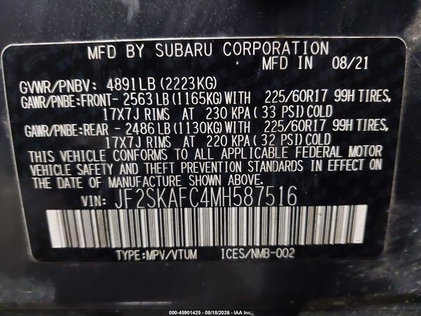 2021 SUBARU FORESTER PREMIUM — I9