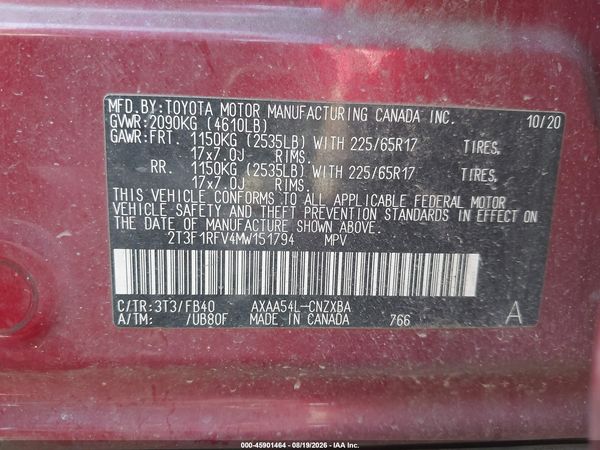 2021 TOYOTA RAV4 LE
