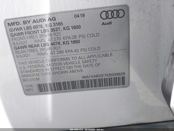 2019 AUDI E-TRON PREMIUM PLUS