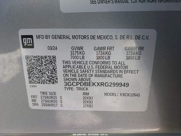 2024 CHEVROLET SILVERADO 1500 4WD  SHORT BED CUSTOM — I9