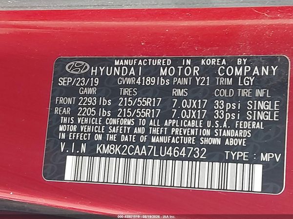 2020 HYUNDAI KONA SEL