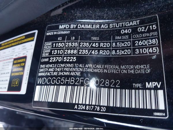 2015 MERCEDES-BENZ GLK 350 GLK350