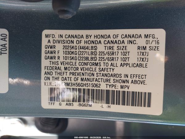 2016 HONDA CR-V EX — I9