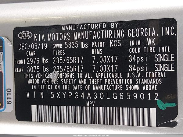 2020 KIA SORENTO 2.4L LX