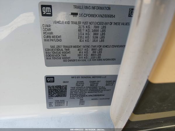 2022 CHEVROLET SILVERADO 1500 4WD  STANDARD BED CUSTOM — I9