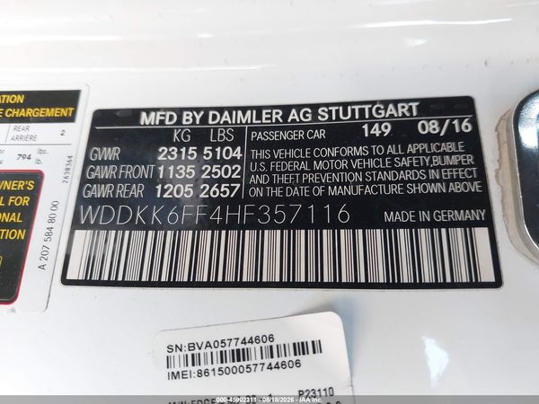 2017 MERCEDES-BENZ E 400 E400