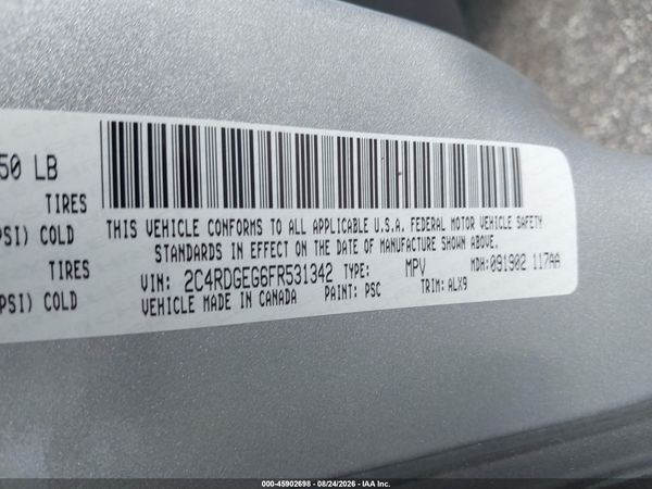 2015 DODGE GRAND CARAVAN R/T — I9