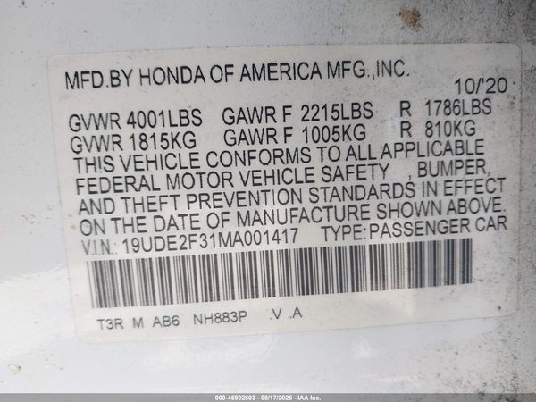 2021 ACURA ILX STANDARD
