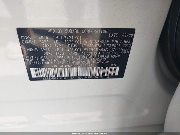 2021 SUBARU ASCENT LIMITED