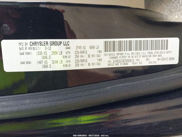 2012 DODGE GRAND CARAVAN SXT