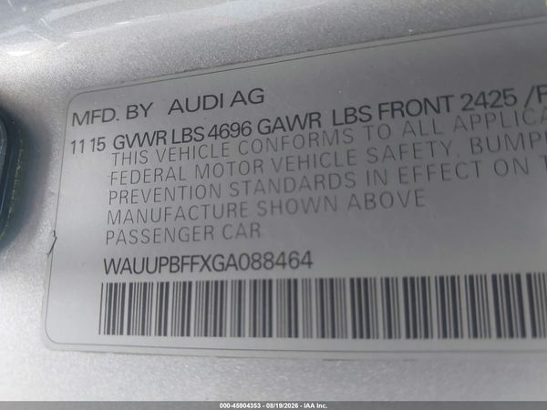 2016 AUDI A3 E-TRON 1.4T PREMIUM