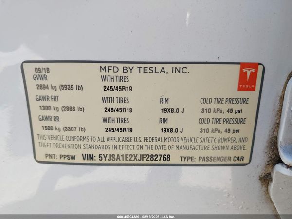 2018 TESLA MODEL S 100D/75D/P100D