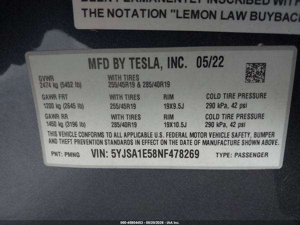 2022 TESLA MODEL S