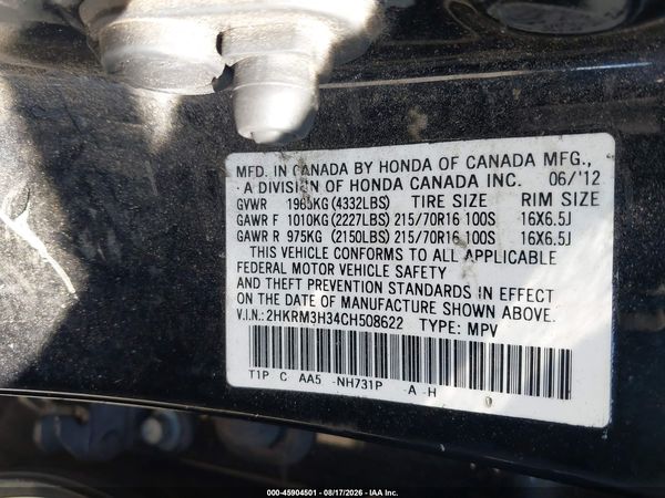 2012 HONDA CR-V LX