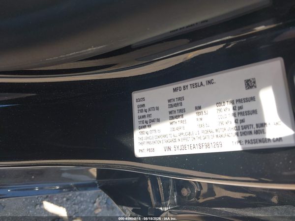 2025 TESLA MODEL 3