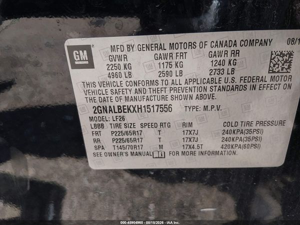 2017 CHEVROLET EQUINOX LS — I9