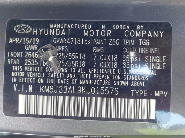 2019 HYUNDAI TUCSON SEL