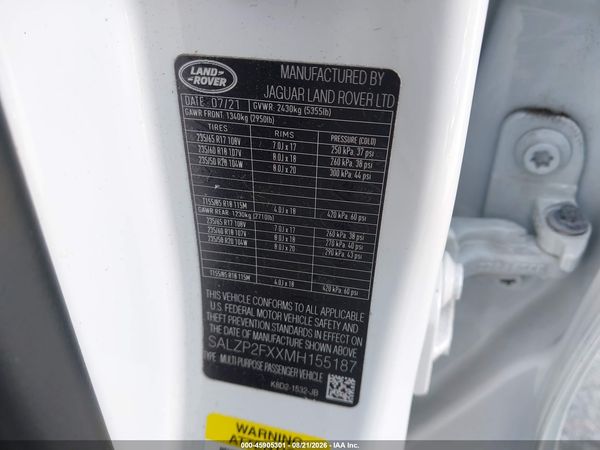2021 LAND ROVER RANGE ROVER EVOQUE SE