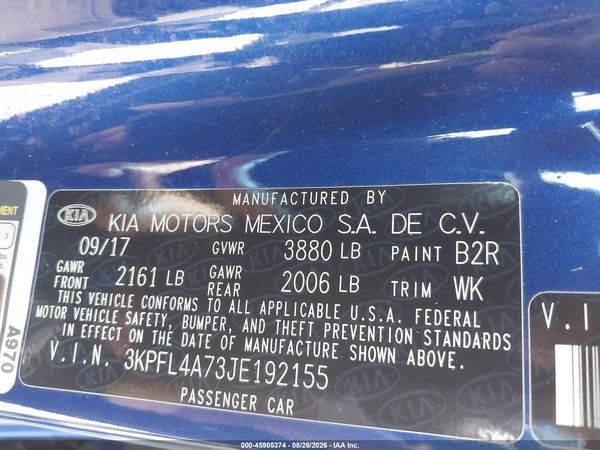 2018 KIA FORTE S — I9