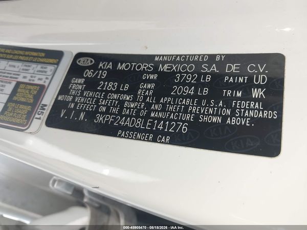 2020 KIA FORTE LXS